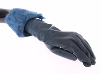 Elegant Blue Lambskin Leather Gloves