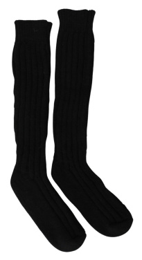 Black Wool Knit Calf Long Women Socks