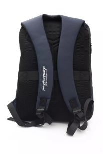 Sleek Blue Nylon Backpack with Logo Detail