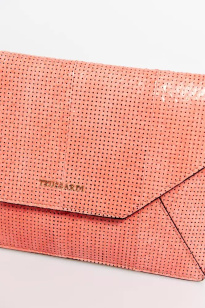 Elegant Perforated Leather Envelope Clutch