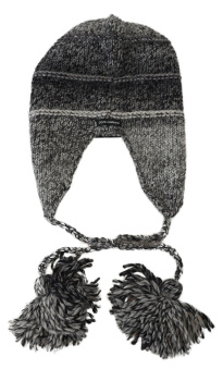 Gray Warm Fleece Ear Flaps Knit Beanie Hat