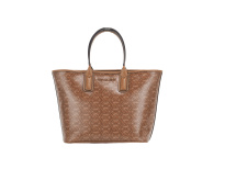Jodie Small Jacquard Logo Recycled Polyester Tote Handbag Luggage Brown