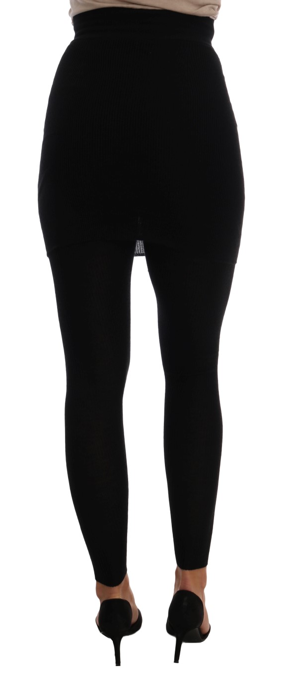 Elegant Black Cashmere Silk Stretch Pants SCS209-4