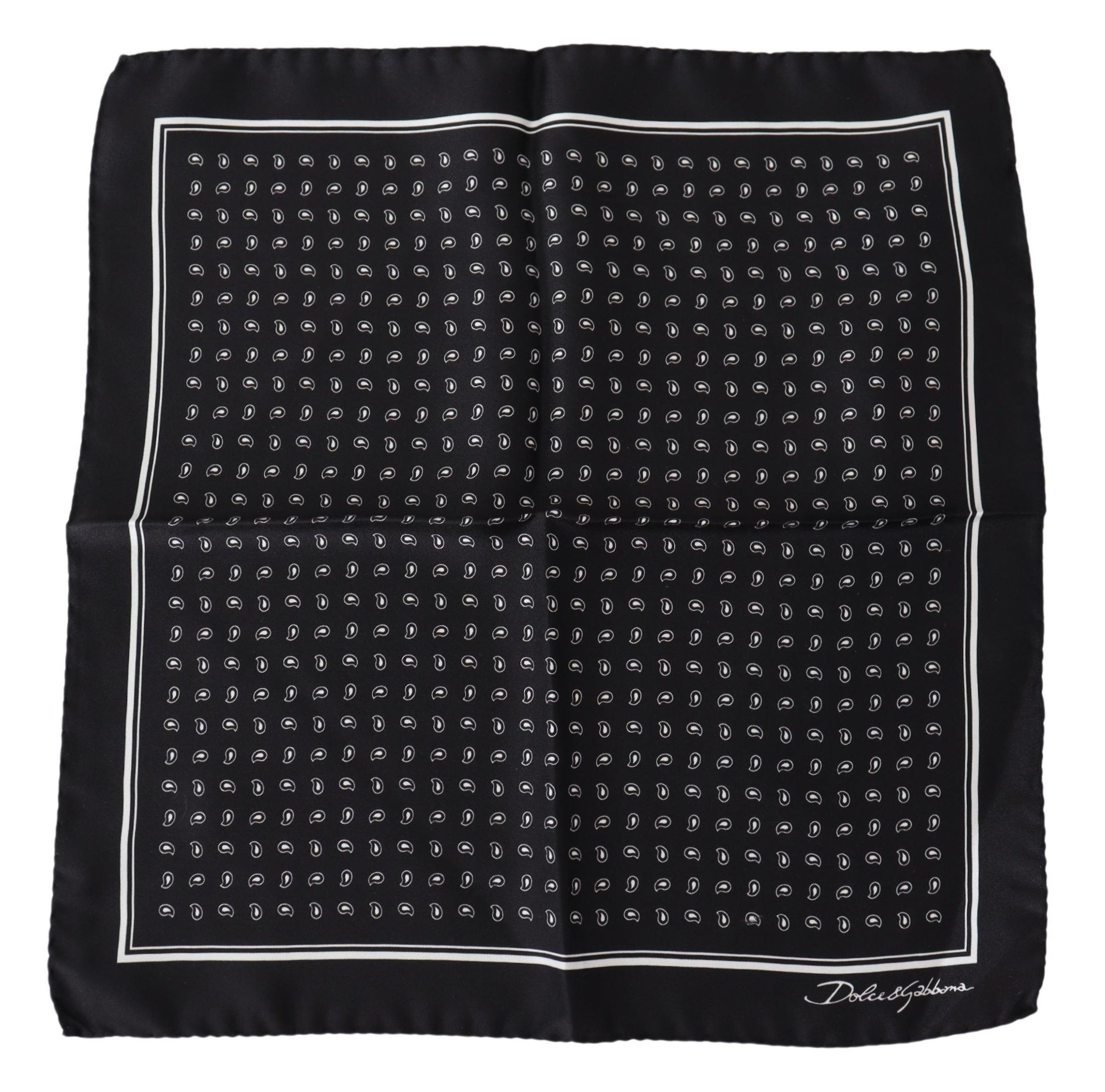 Elegant Black Silk Square Handkerchief
