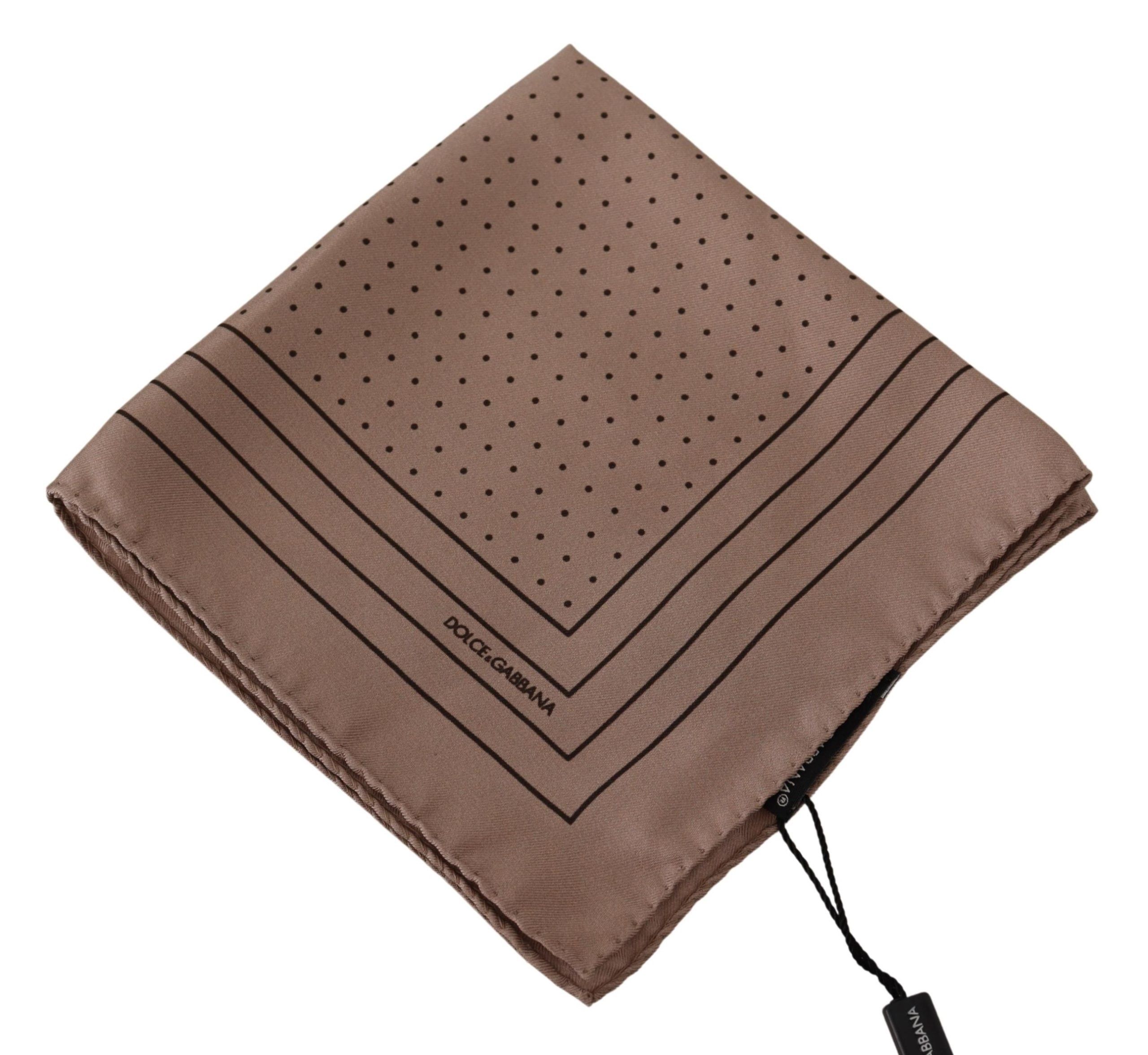 Brown Dotted Silk Square Handkerchief