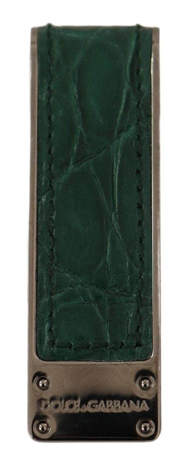 Elegant Green Leather Money Clip