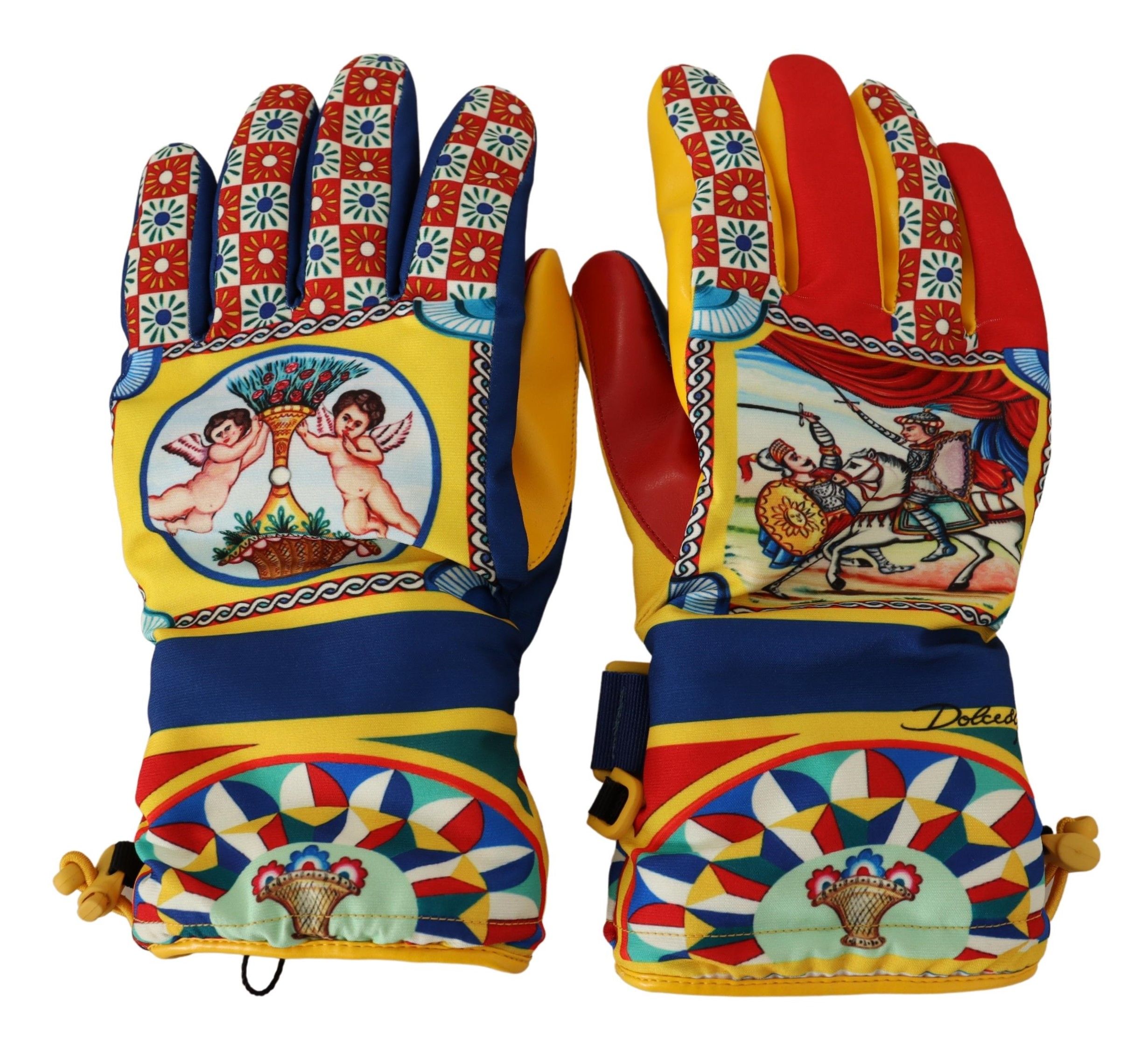 Multicolor Sicilian Print Winter Gloves