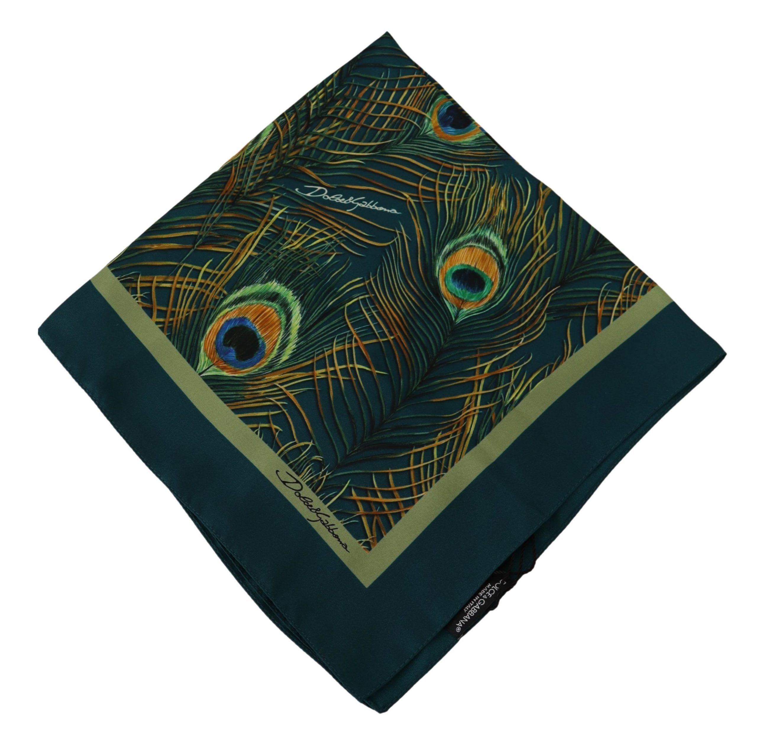Elegant Silk Pocket Square with Feather Print
