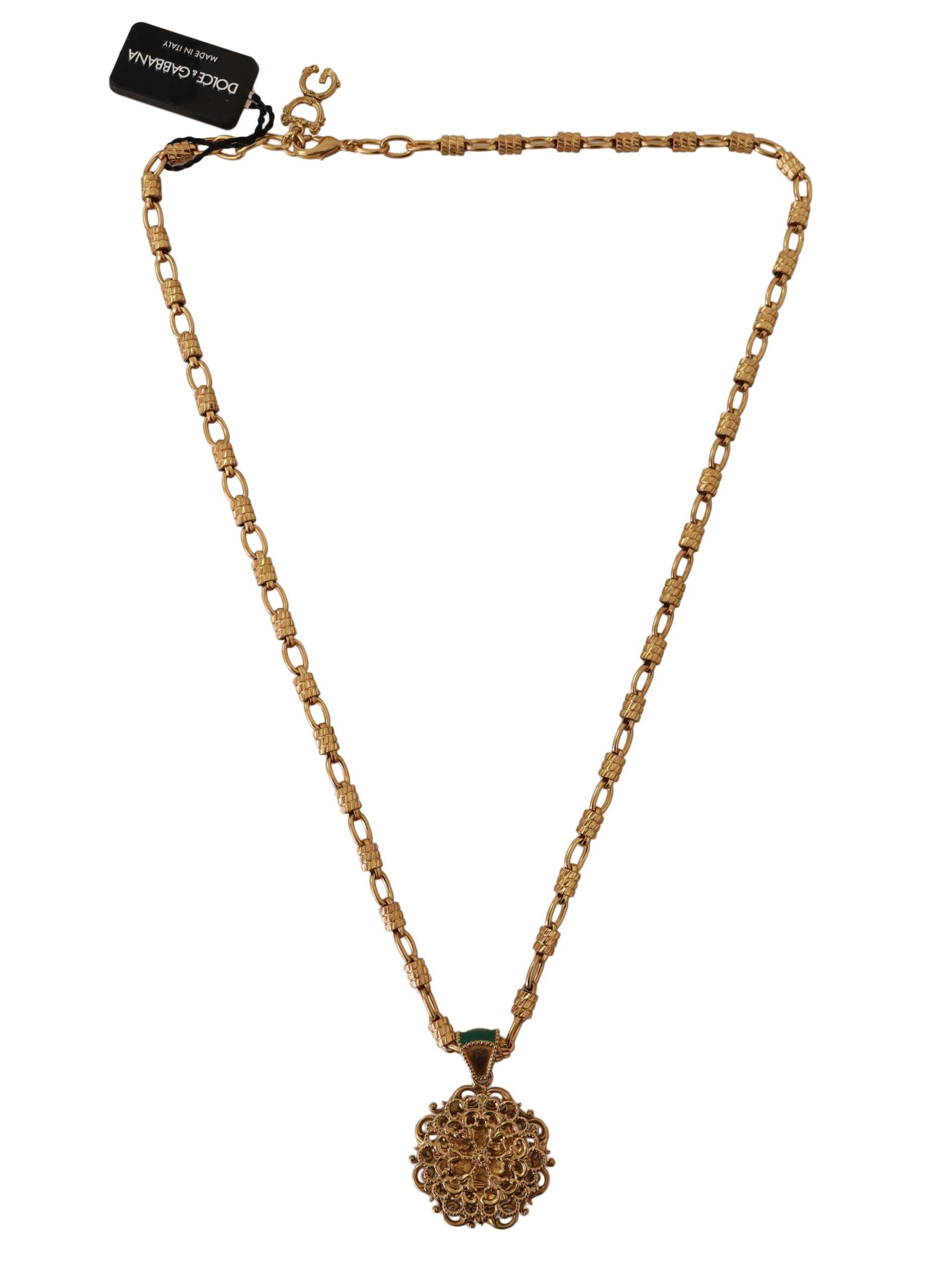 Gold Tone Brass Chain Drop Pendant Men Necklace