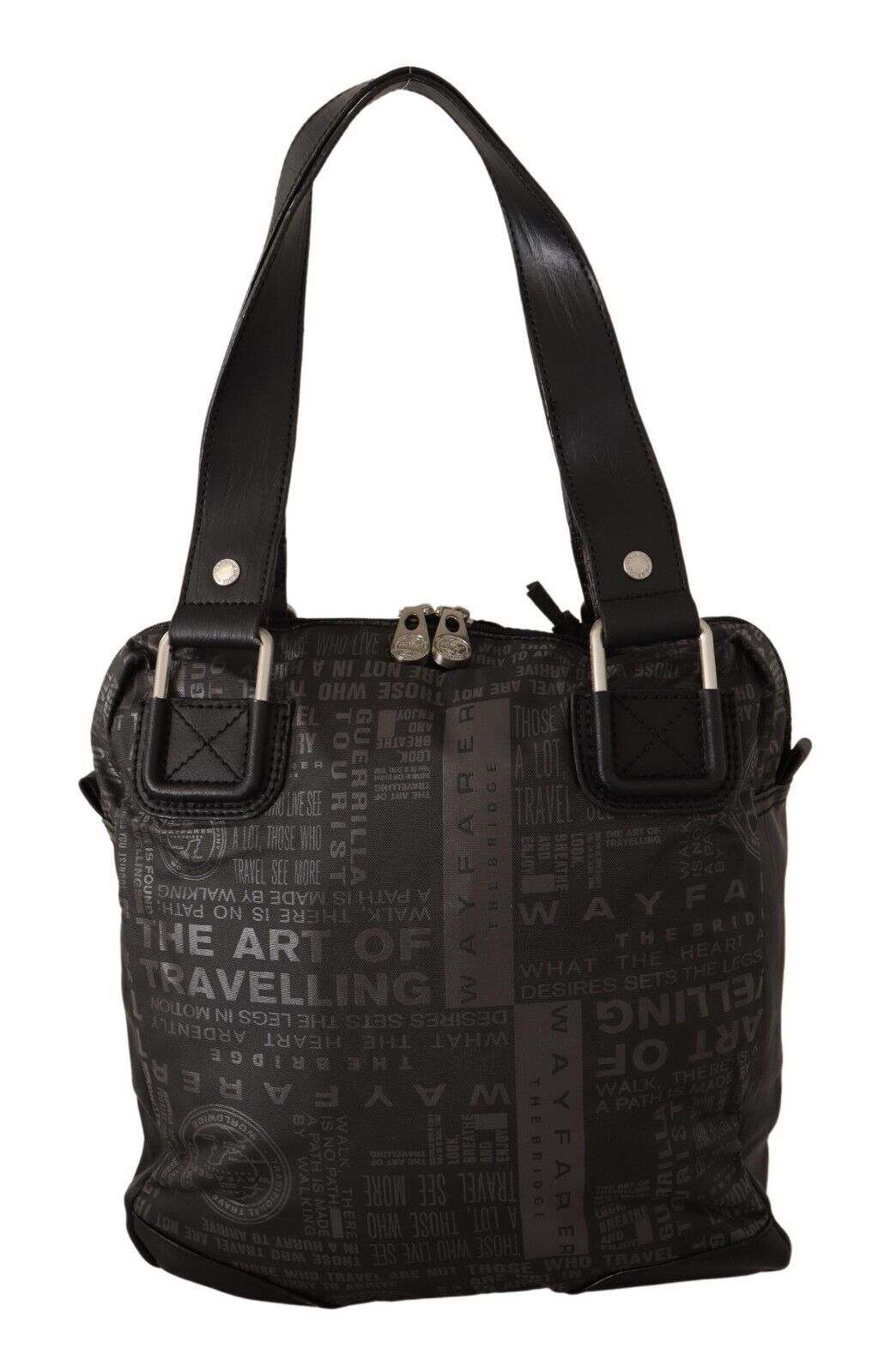 Chic Black and Gray Fabric Shoulder Handbag