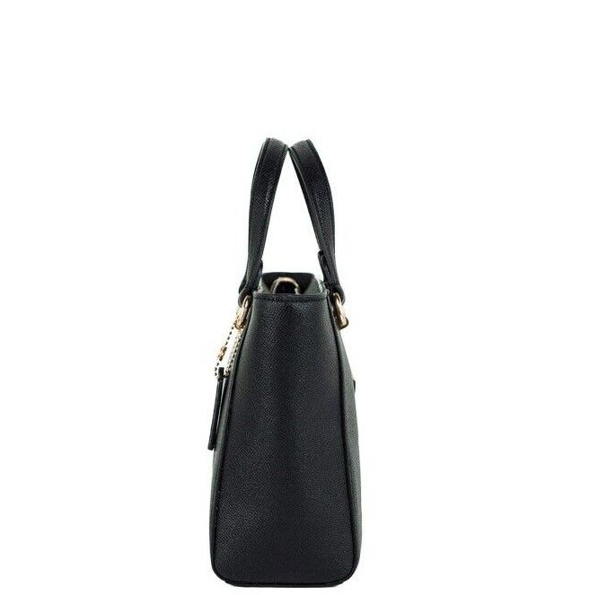 Alice Small Black Crossgrain Leather Satchel Crossbody Handbag