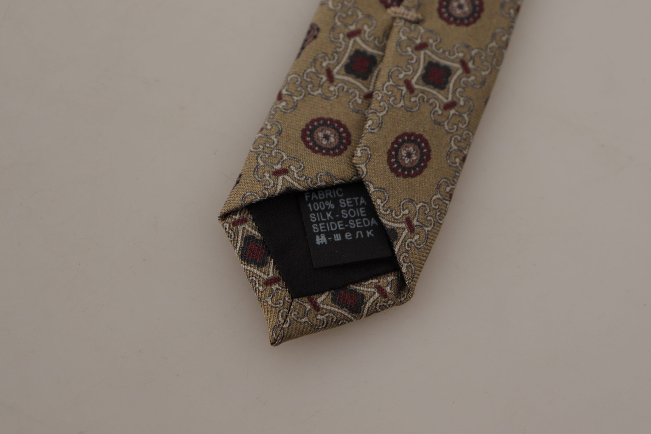 Elegant Silk Beige Necktie