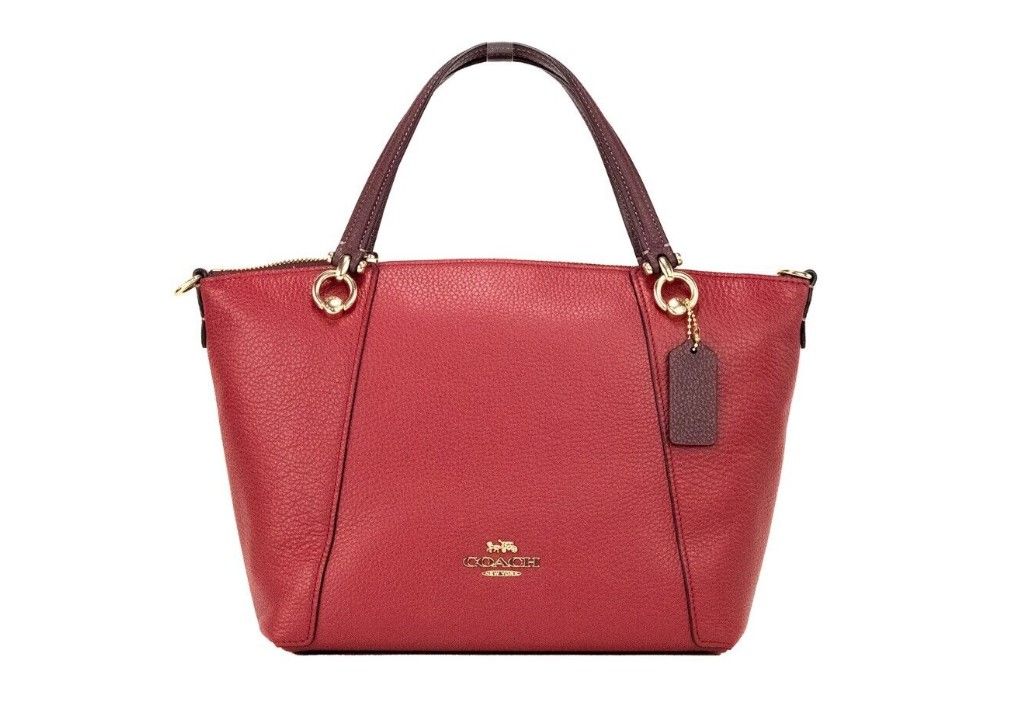 Kacey Colorblock Red Apple Pebbled Leather Top Zip Satchel Handbag