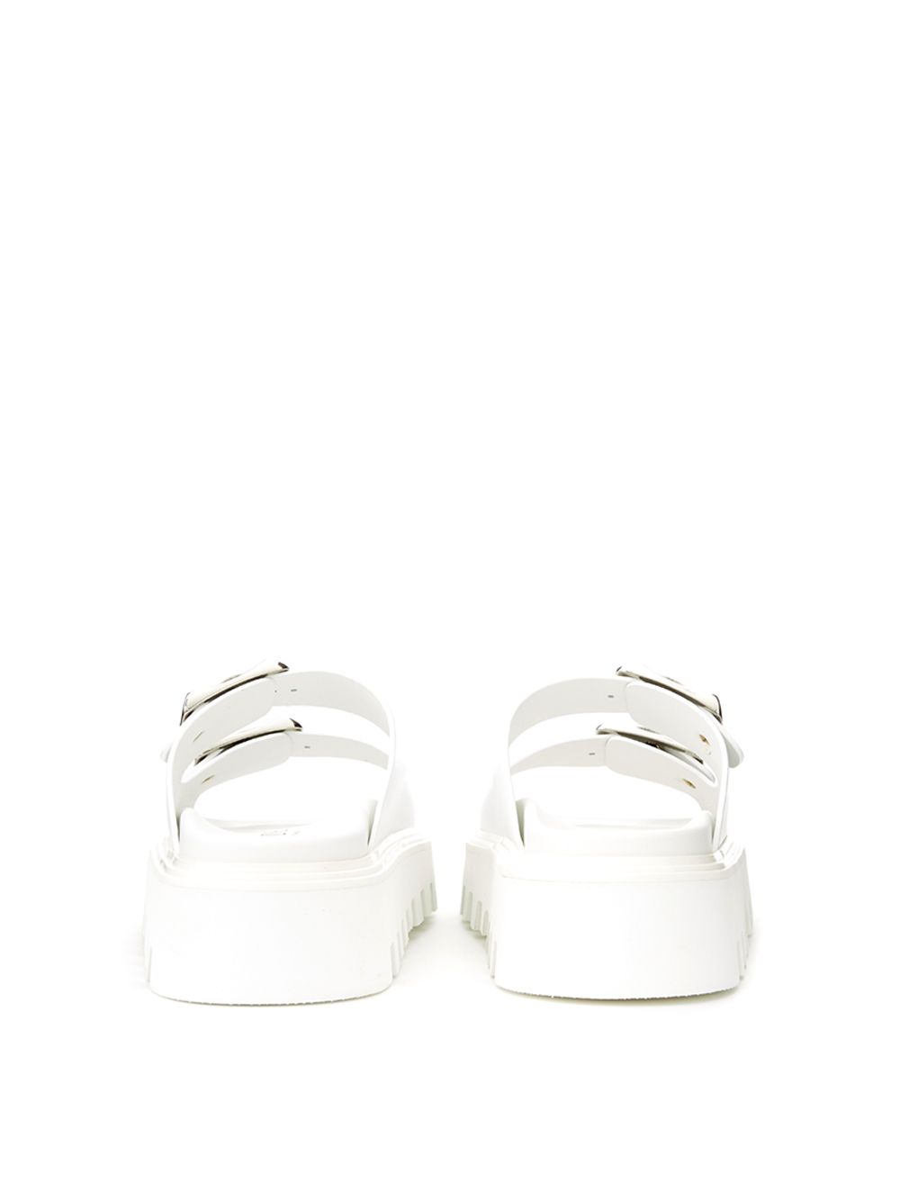 White Leather Sandal 'Buckles' Slipper