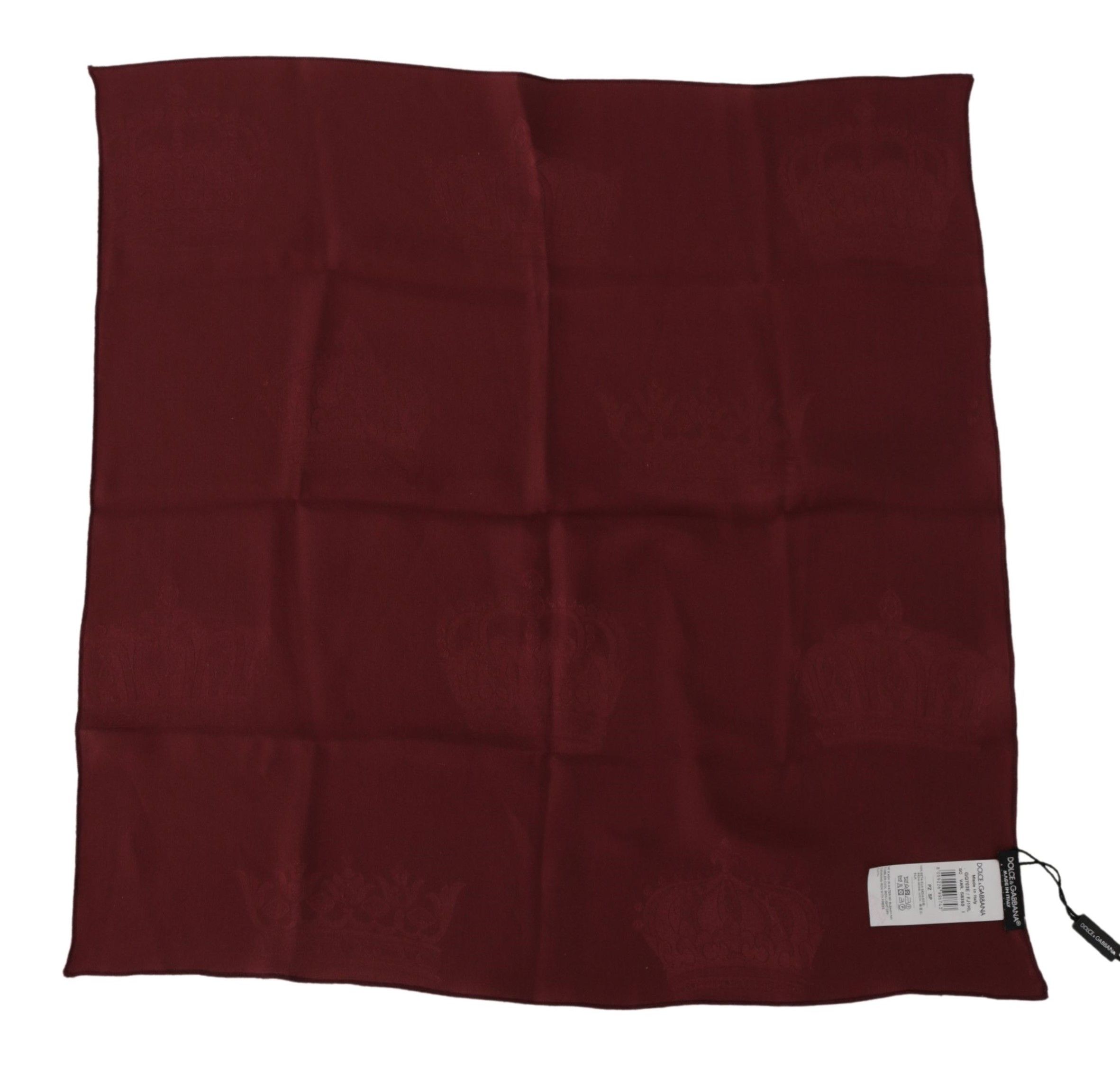 Maroon Silk Crown Square Wrap Handkerchief Scarf