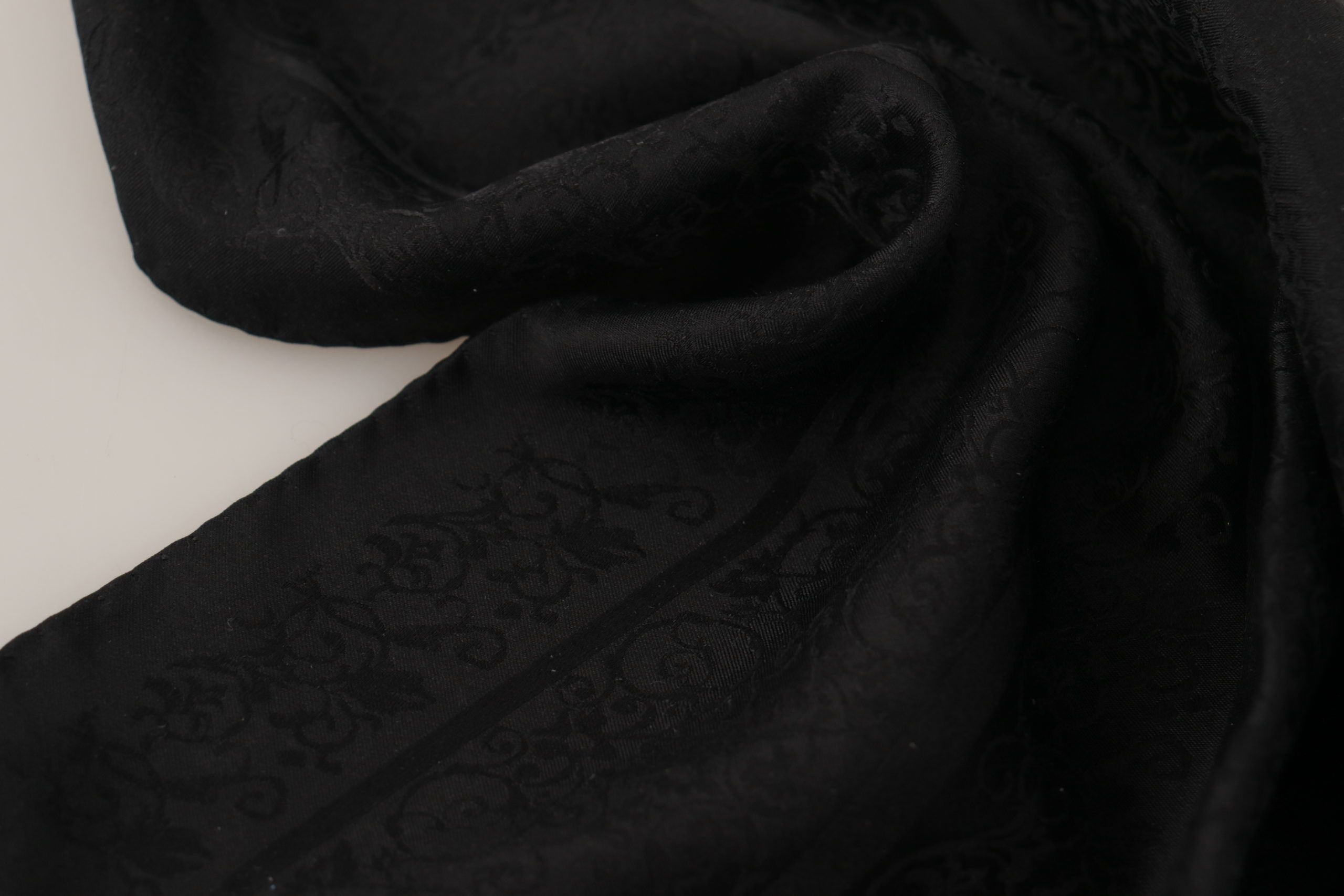 Black Flora Design Mens Square Handkerchief Scarf