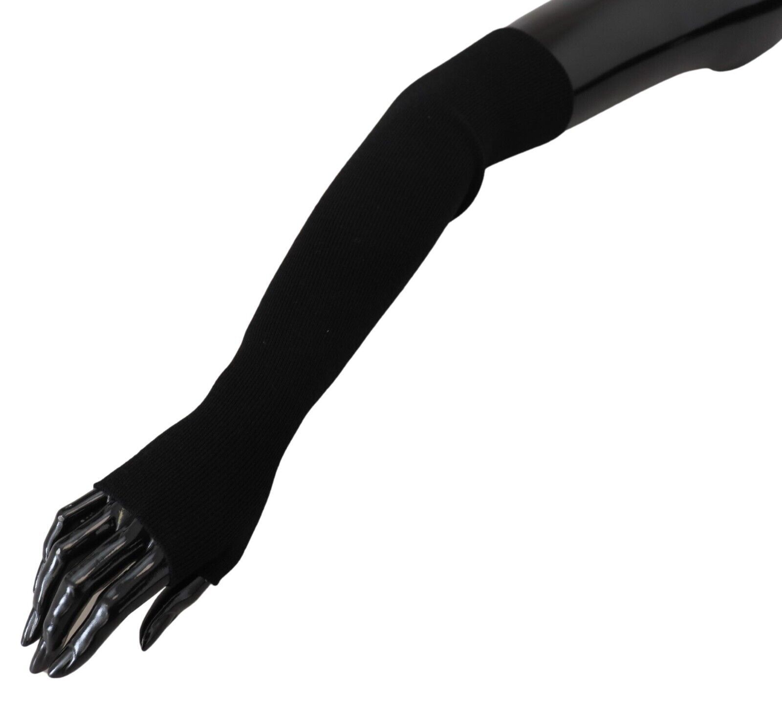 Black Fingerless Elbow Length One Size Wool Knit Gloves
