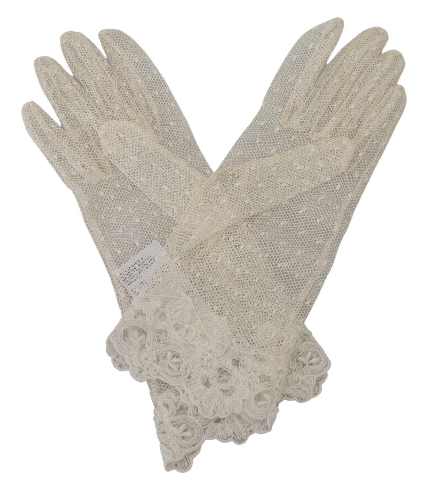 White Lace Wrist Length Mitten Cotton Gloves