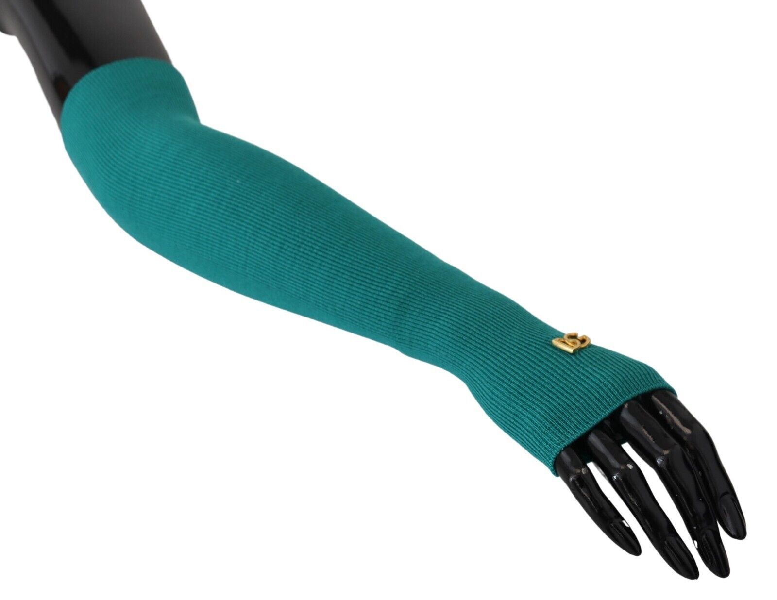 Green Fingerless Elbow Length One Size Wool Knit Gloves