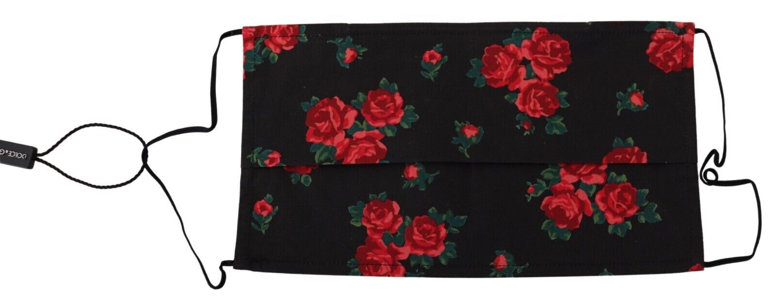 Black Floral Pleated Elastic Ear Strap One Size Face Mask