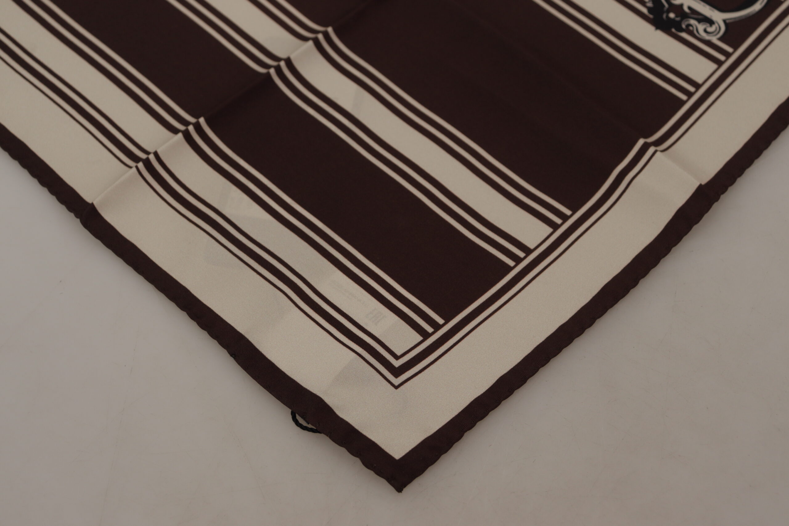 Brown Stripes DG Logo Print Square Handkerchief Scarf