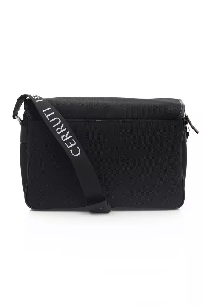 Elegant Black Nylon-Leather Crossbody Bag