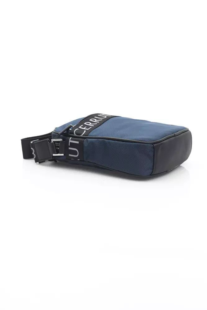 Elegant Blue Nylon-Leather Crossbody Handbag