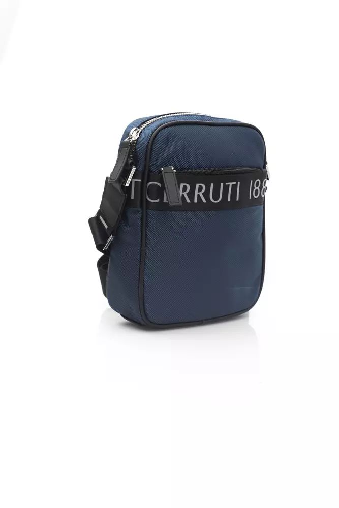 Elegant Blue Nylon-Leather Crossbody Handbag