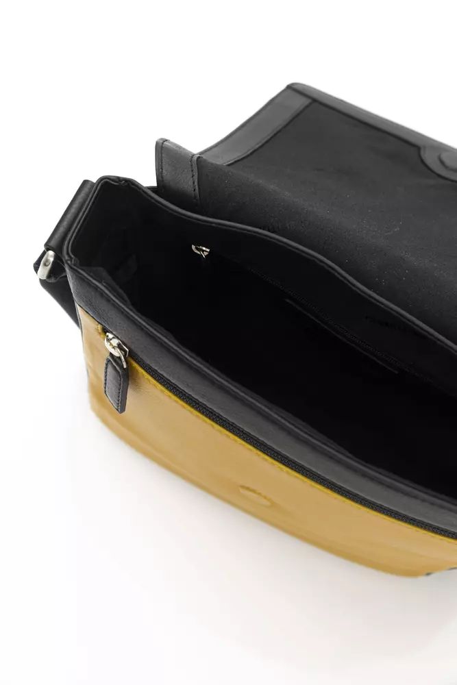 Chic Yellow Leather Crossbody with Magnetic Closure