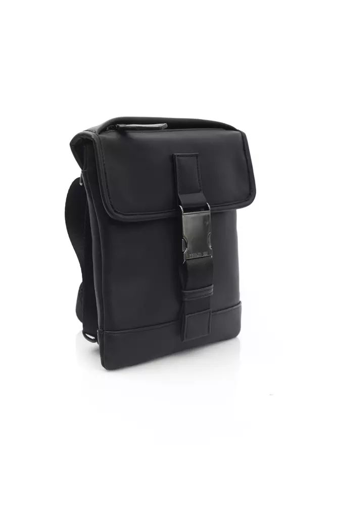 Elegant Black Polyethylene Crossbody Bag