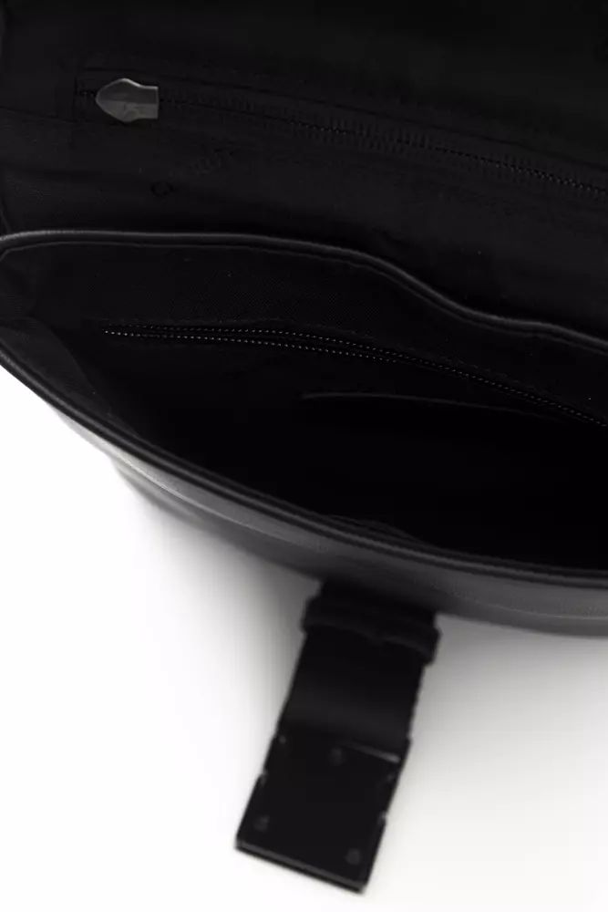 Elegant Black Polyethylene Crossbody Bag
