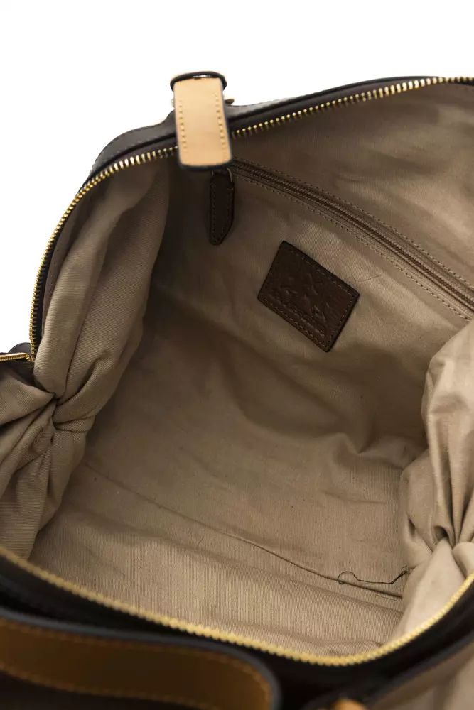 Chic Beige Leather Expandable Backpack