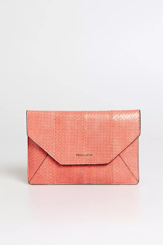 Pink Leather Clutch Bag