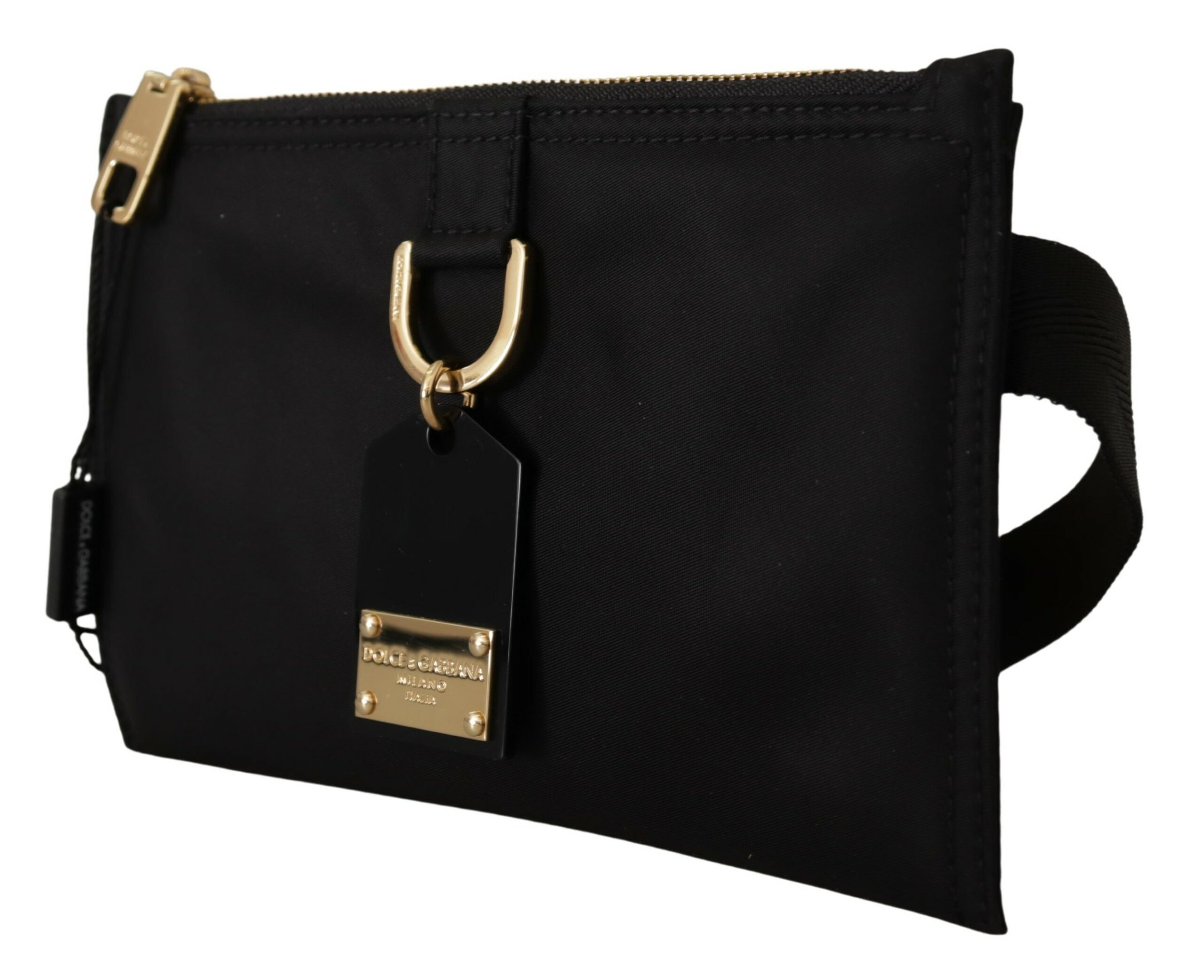 Black Waist Fanny Pack Nylon Leather Clutch  Wallet