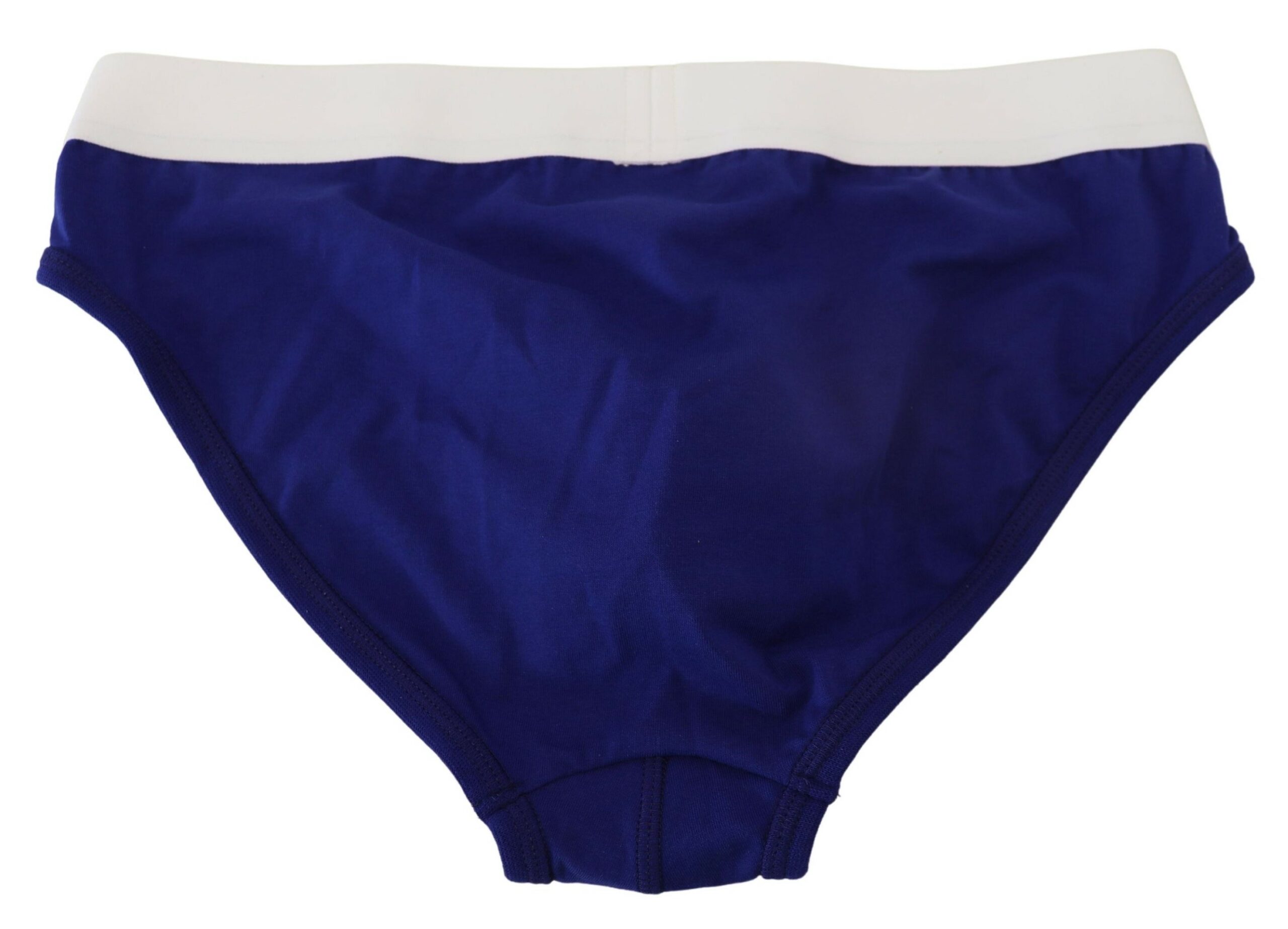 Blue White Logo Cotton Stretch Men Brief Underwear