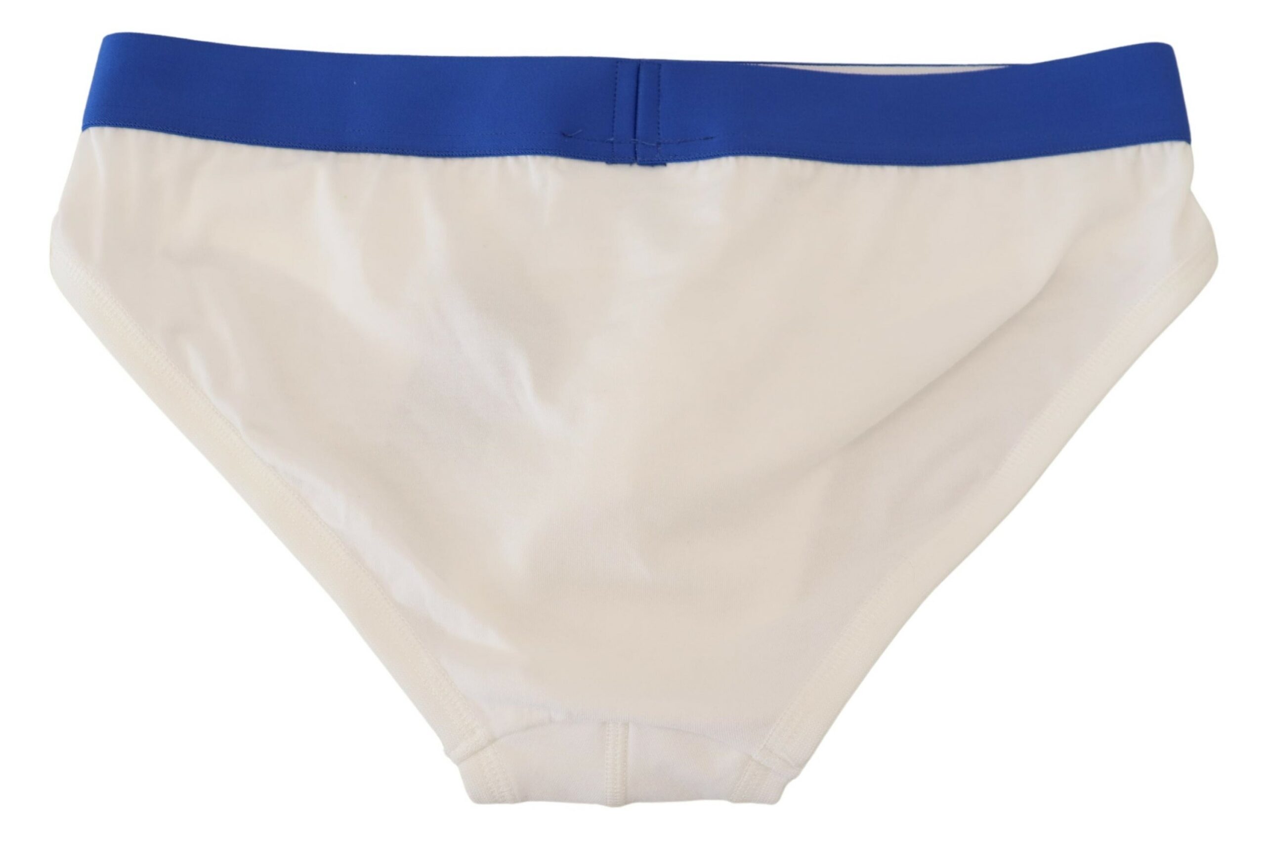 White Blue Logo Cotton Stretch Men Brief Underwear