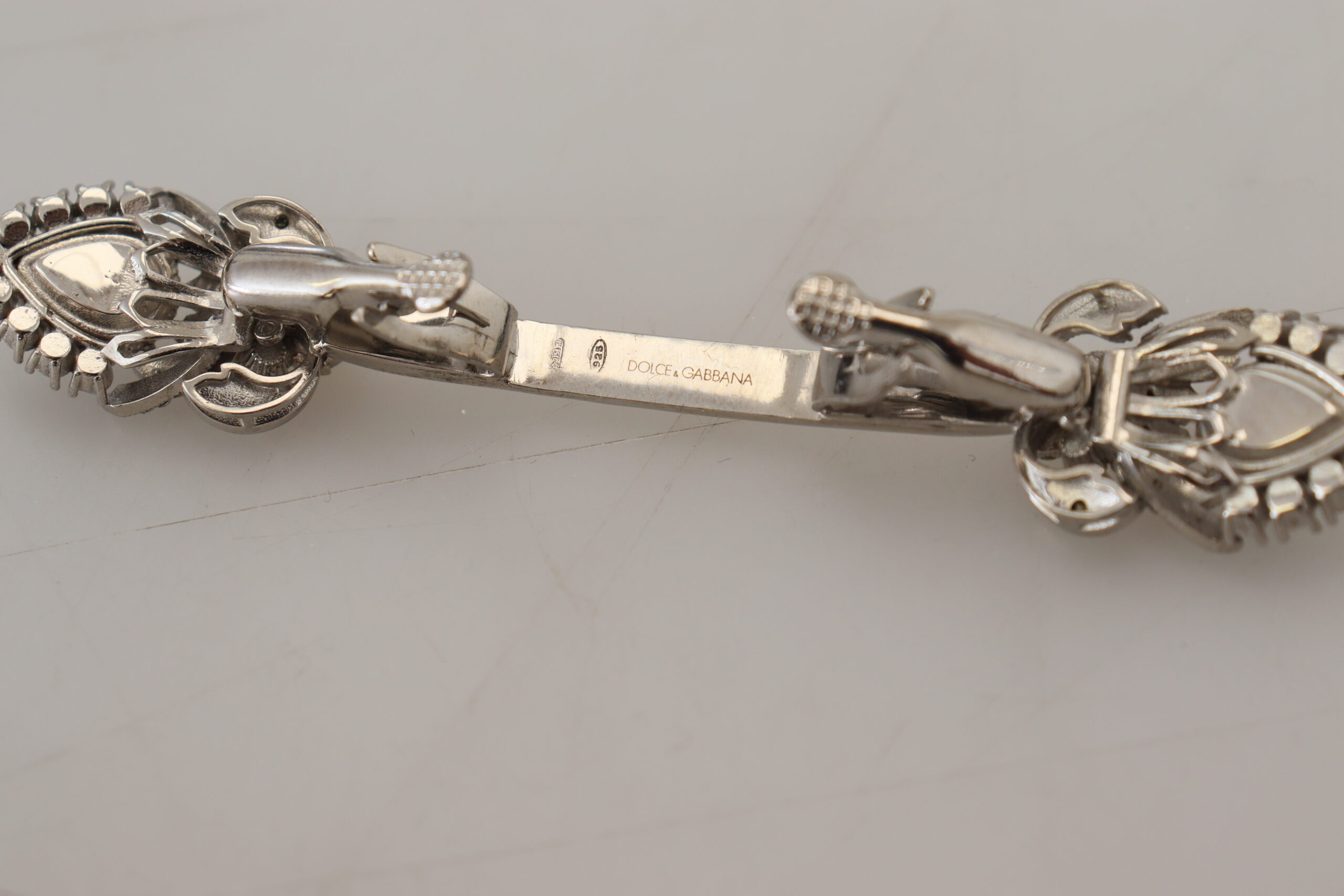 925 Sterling Silver Crystals Pin Collar Brooch
