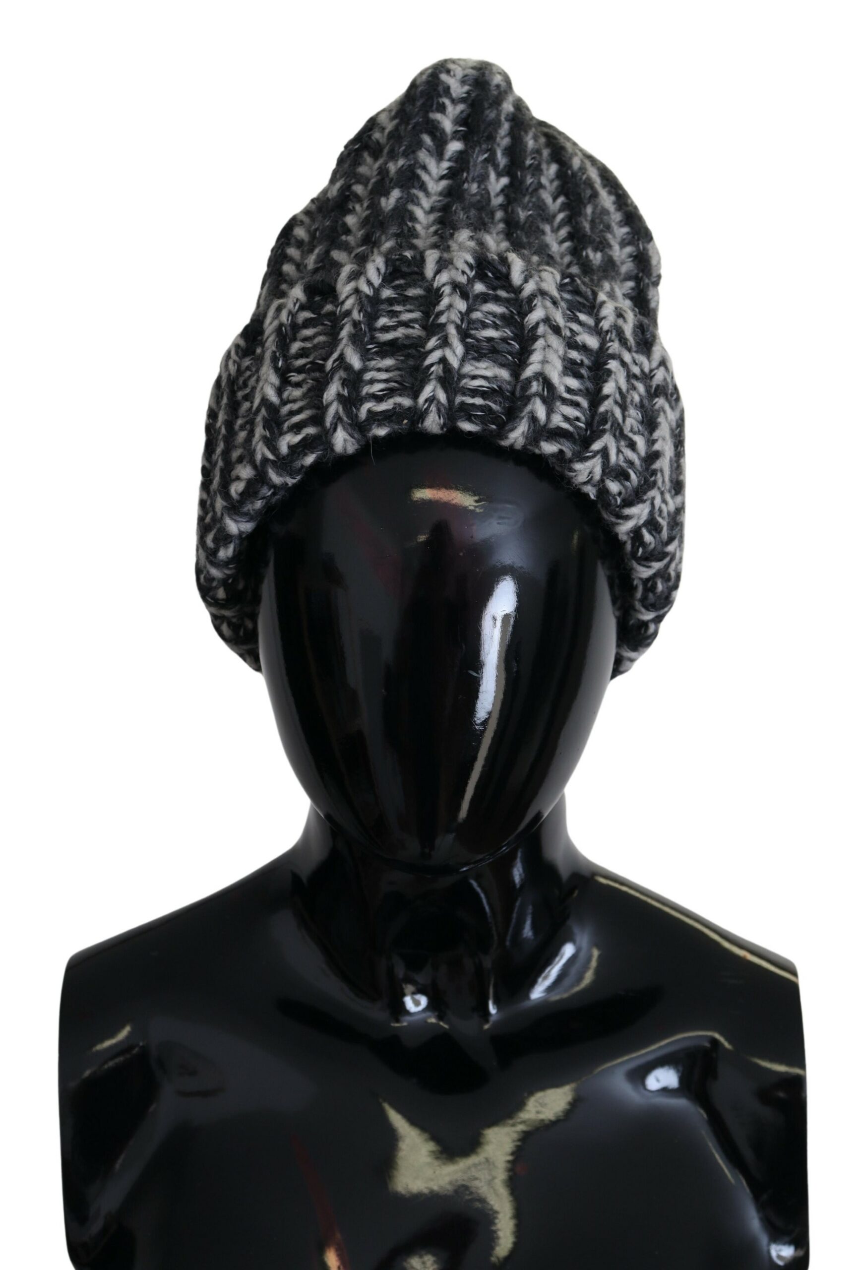 Black White Knitted Women Winter Beanie Cap Hat