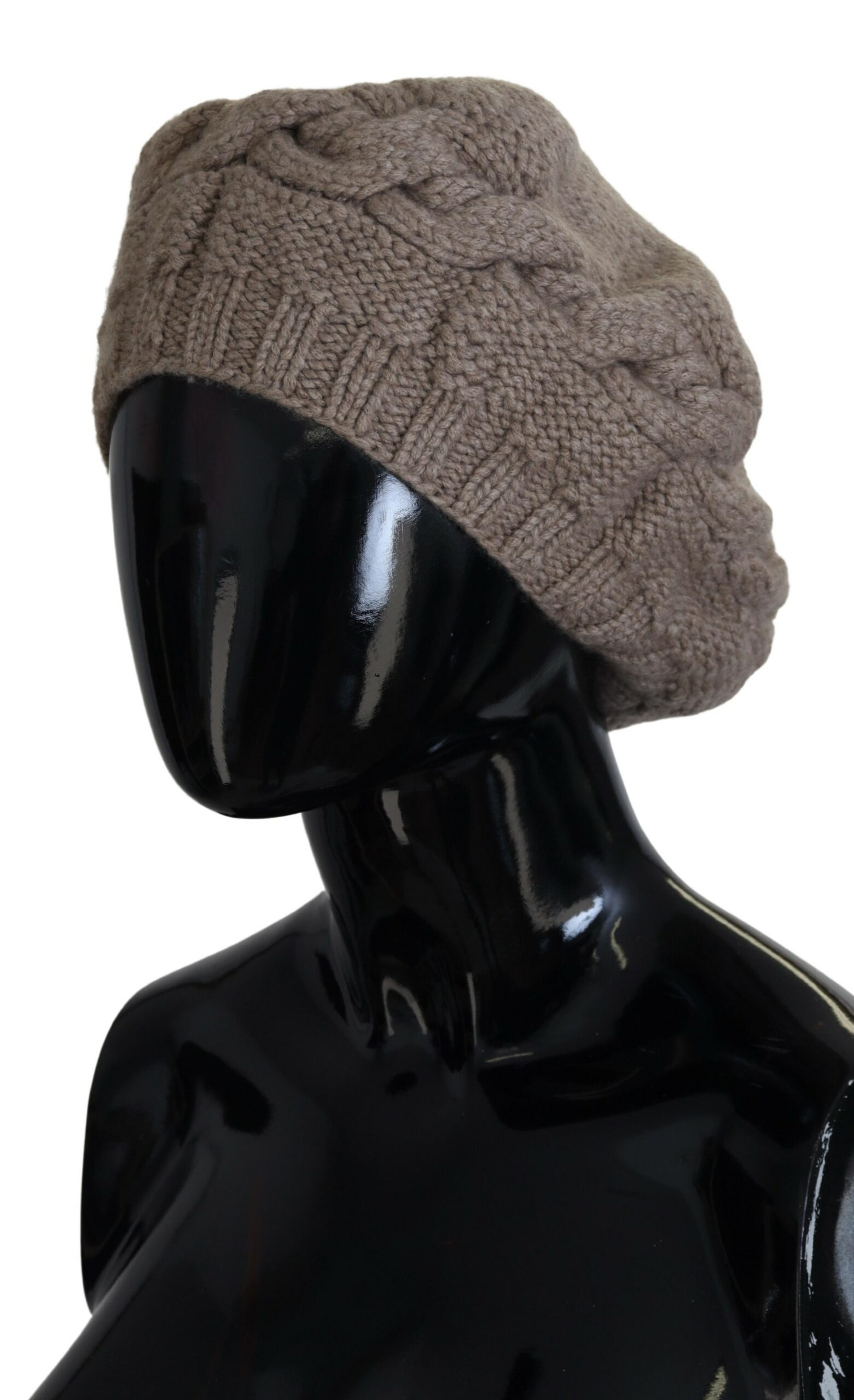 Brown Cashmere Knit Women Winter Beanie Cap Hat