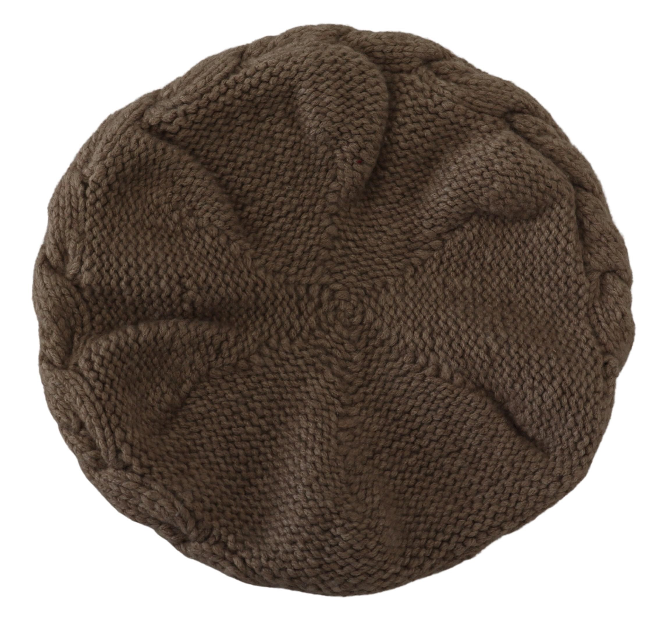 Brown Cashmere Knit Women Winter Beanie Cap Hat