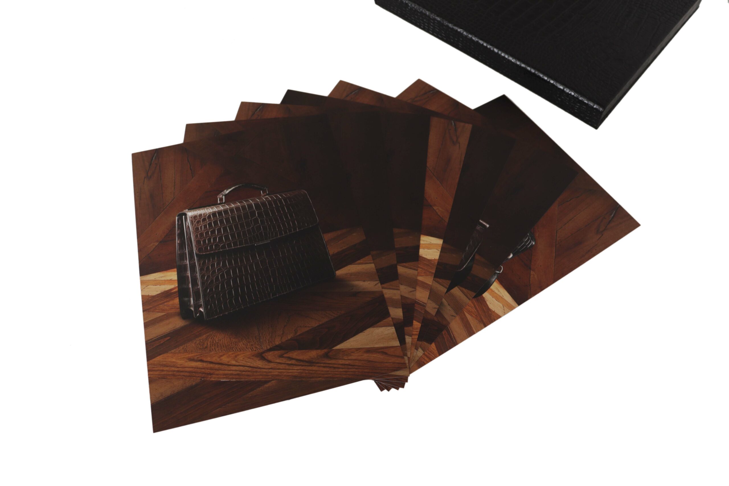 Black Leather Booklet Decor Mens Case Catalogue Folding Book