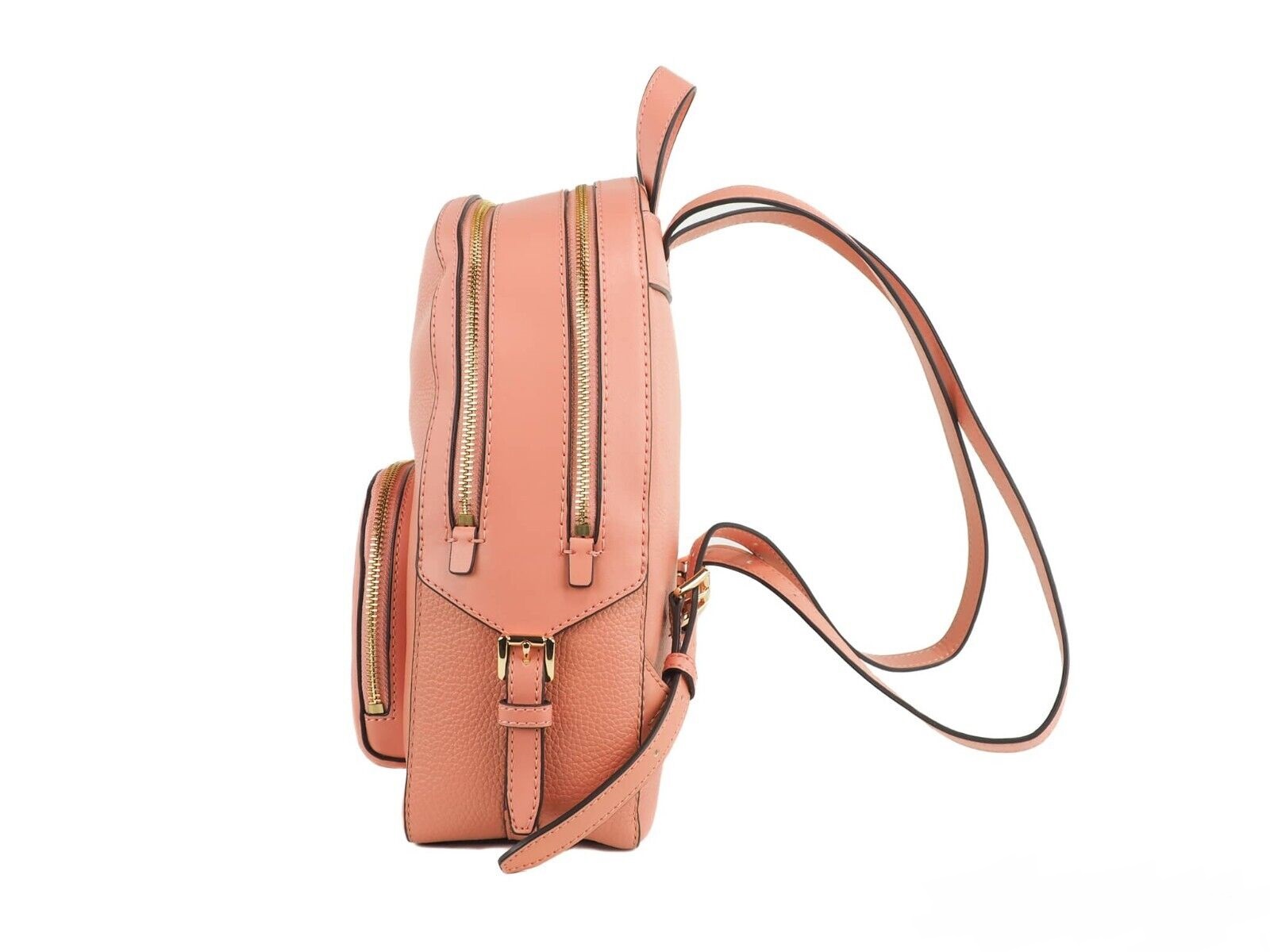 Jaycee Medium Sherbert Pebbled Leather Zip Pocket Backpack Bookbag