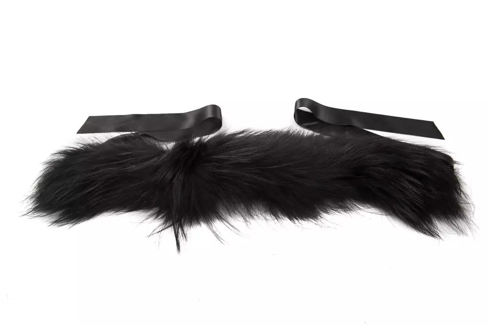 Elegant Black Leather Fur Neck Warmer