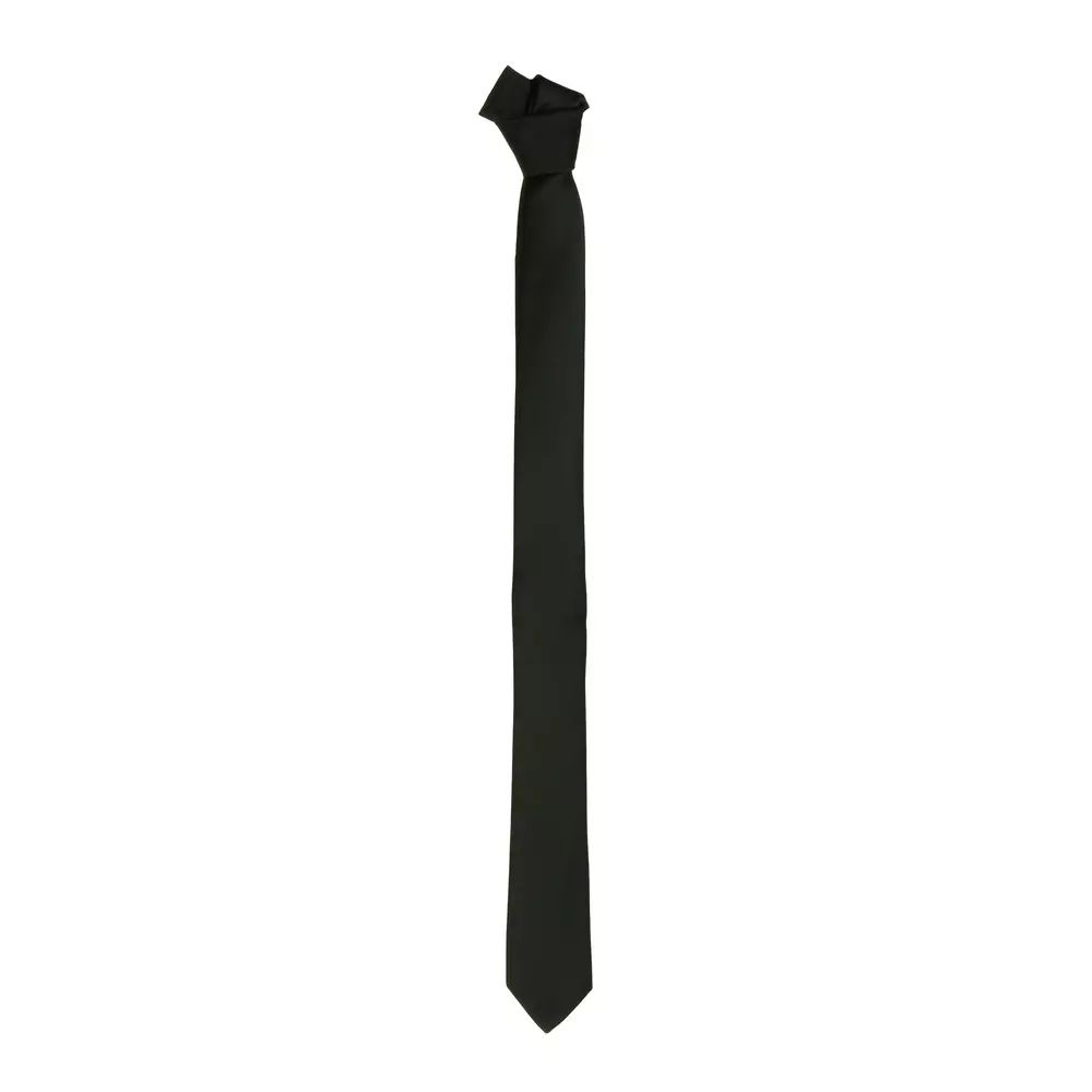 Sleek Black Silk Tie – Italian Elegance