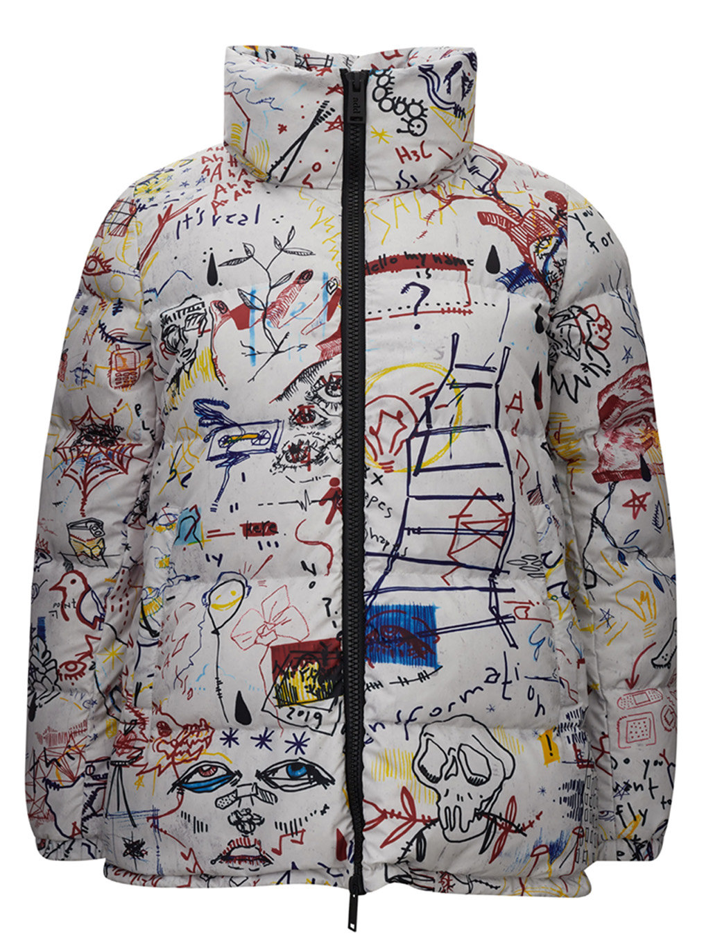 Quilted 'Art Graffiti' Printed Jacket