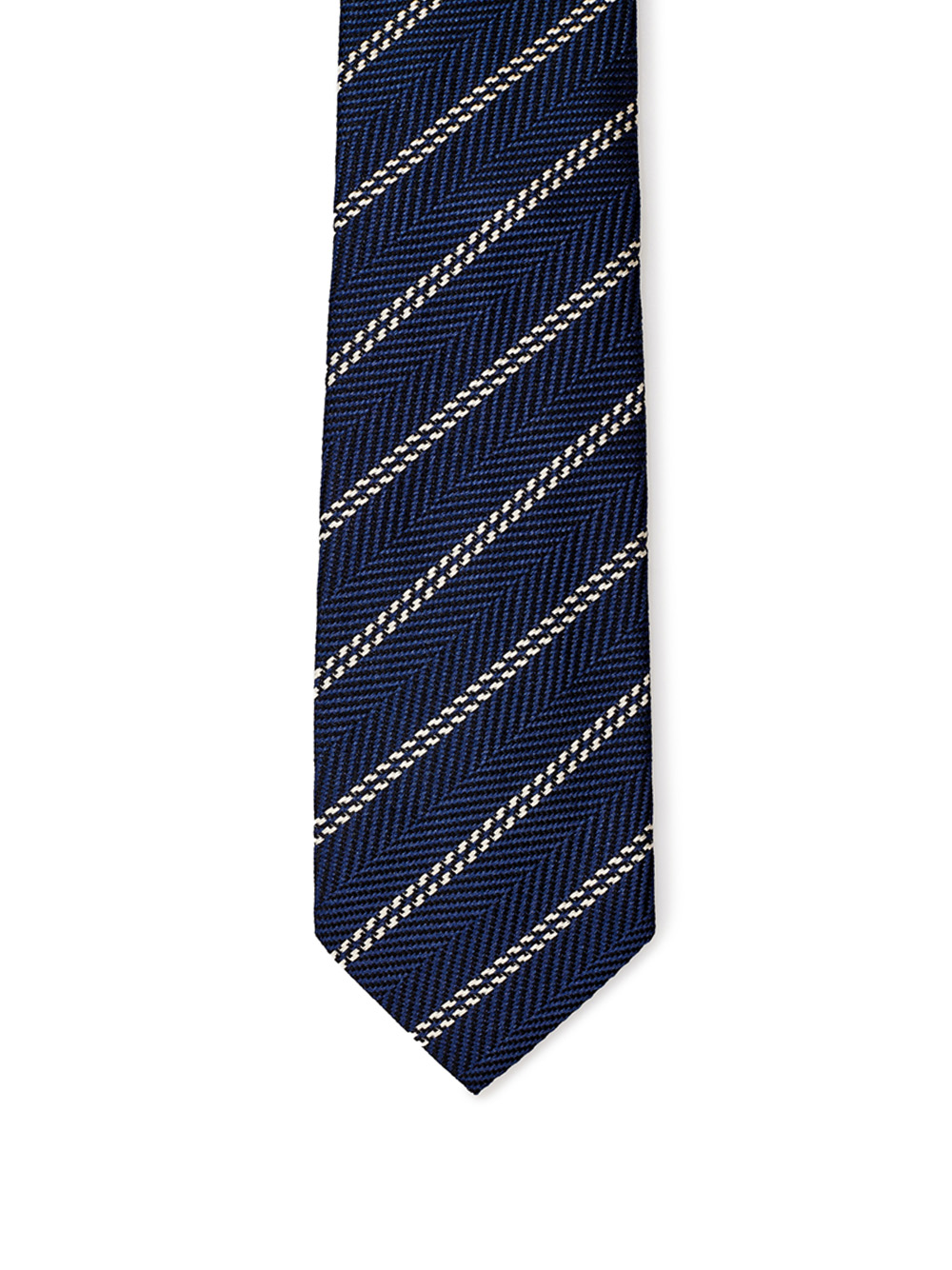 Blue Silk Tie with Oblique Print