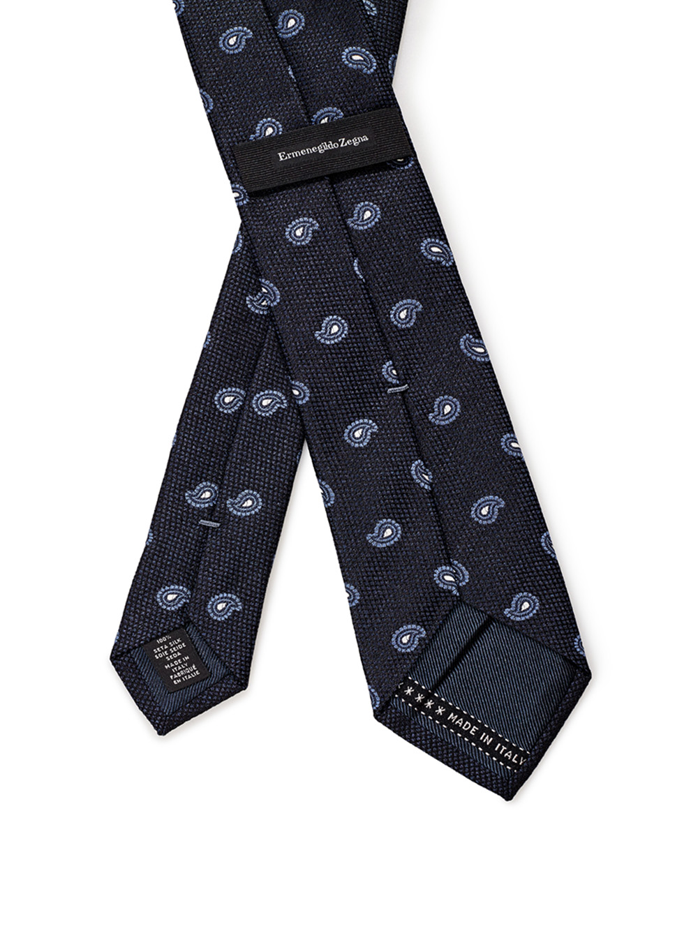 Blu Silk Tie with Print