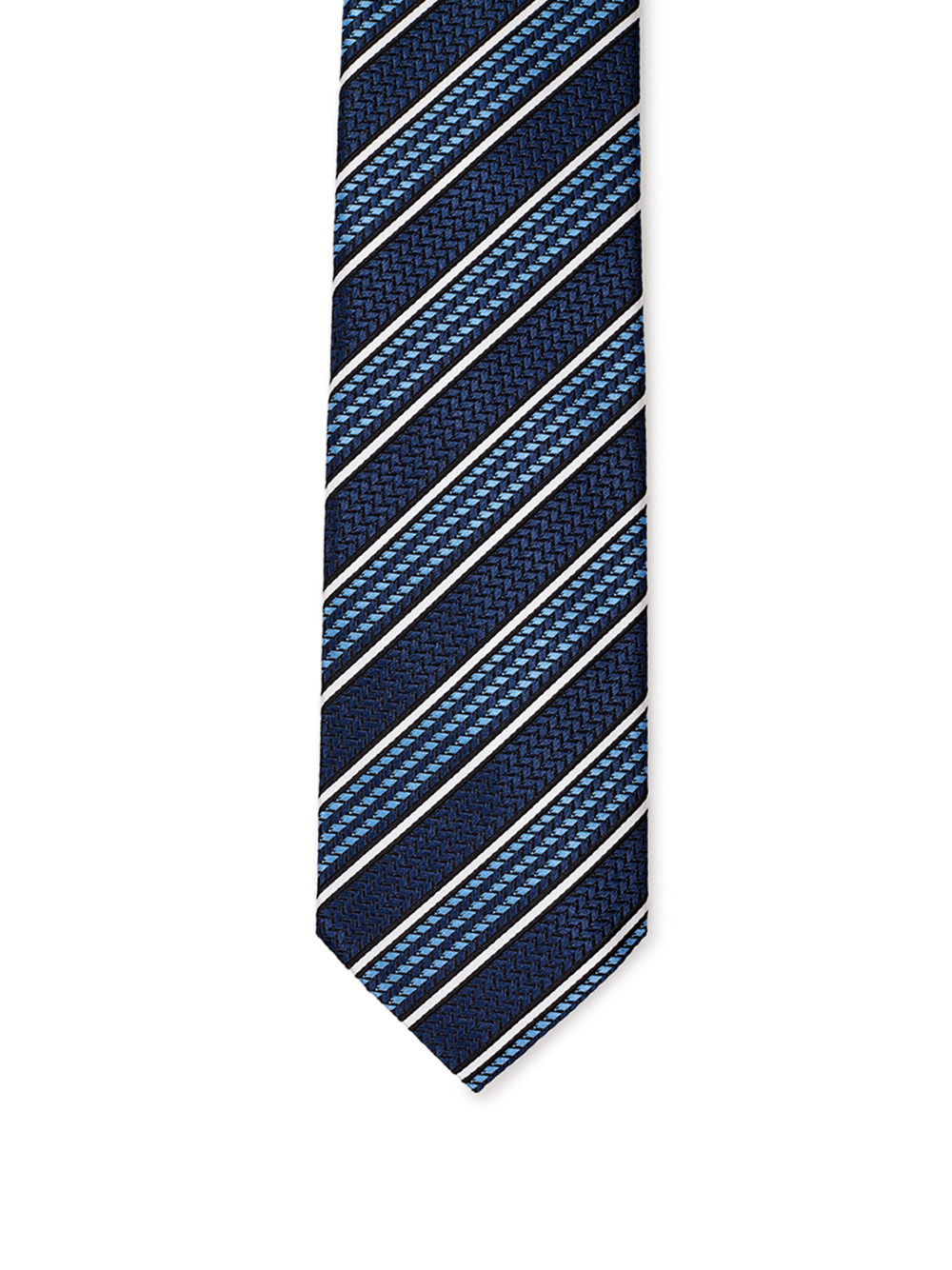 Blu Silk Tie with oblique print