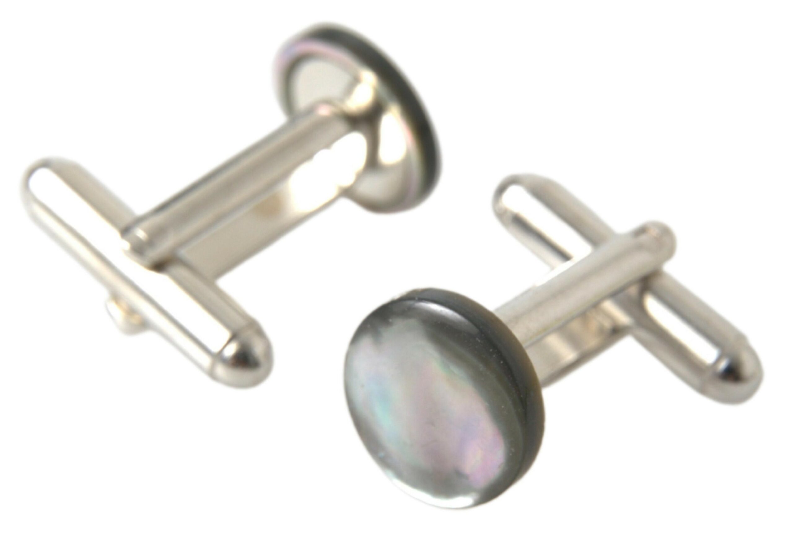 Silver Plated Brass Round Pin Men Accessory Cufflinks