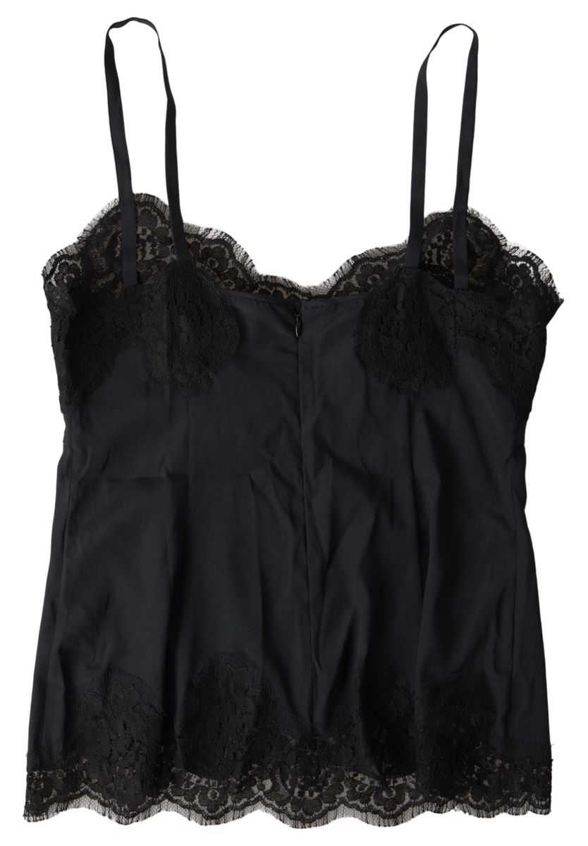 Black Lace Silk Sleepwear Camisole Underwear